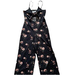 RUE 21 Navy Black V Neck Sleeveless Adjustable Strap Wide Leg Jumpsuit Sz M